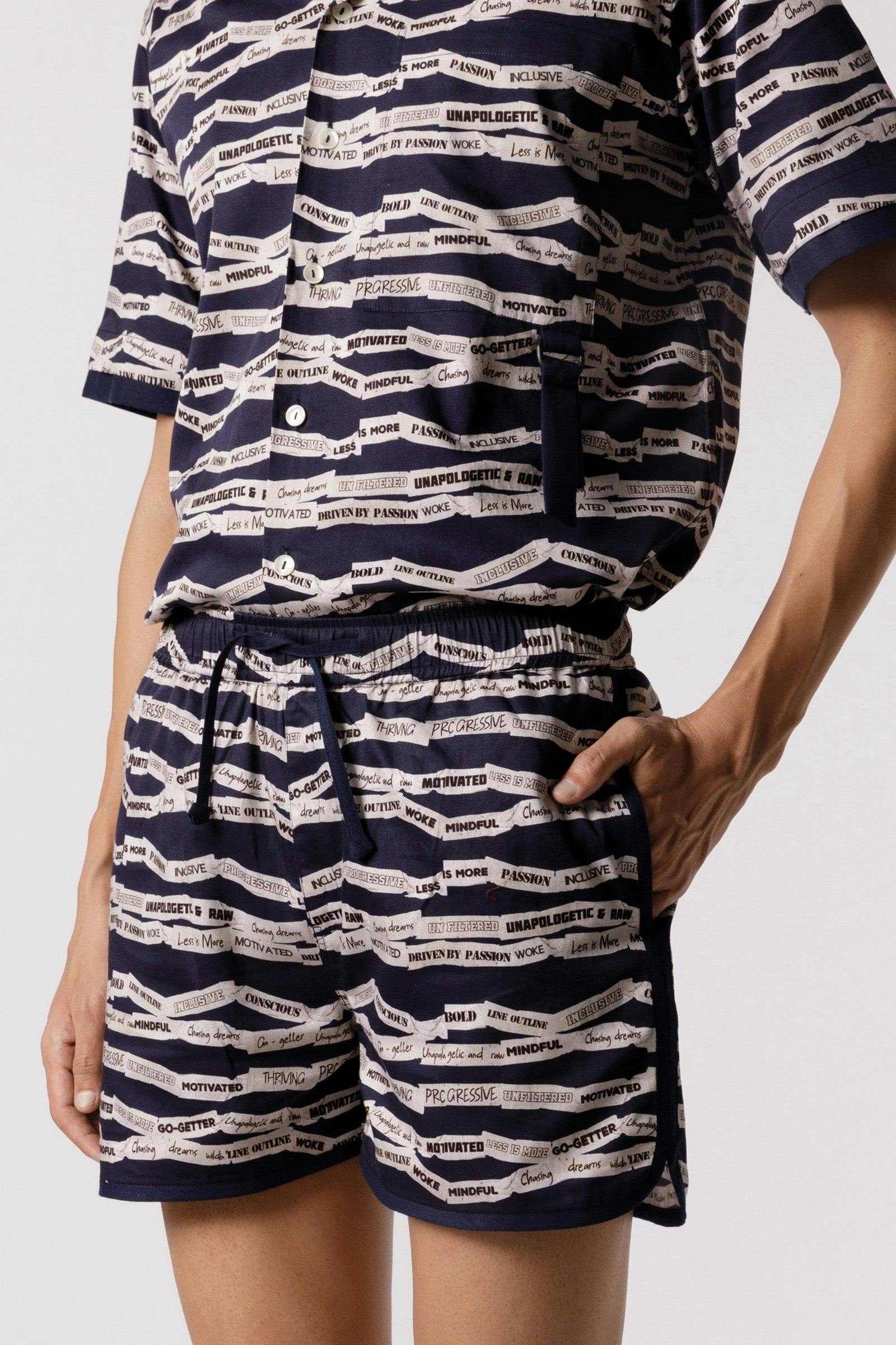 Printed curved hem shorts, a product by Line Outline