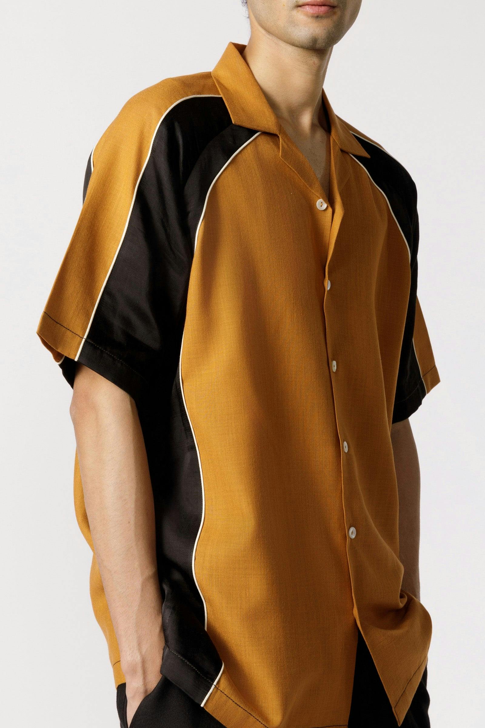 Arched cut and sew resort shirt, a product by Line Outline