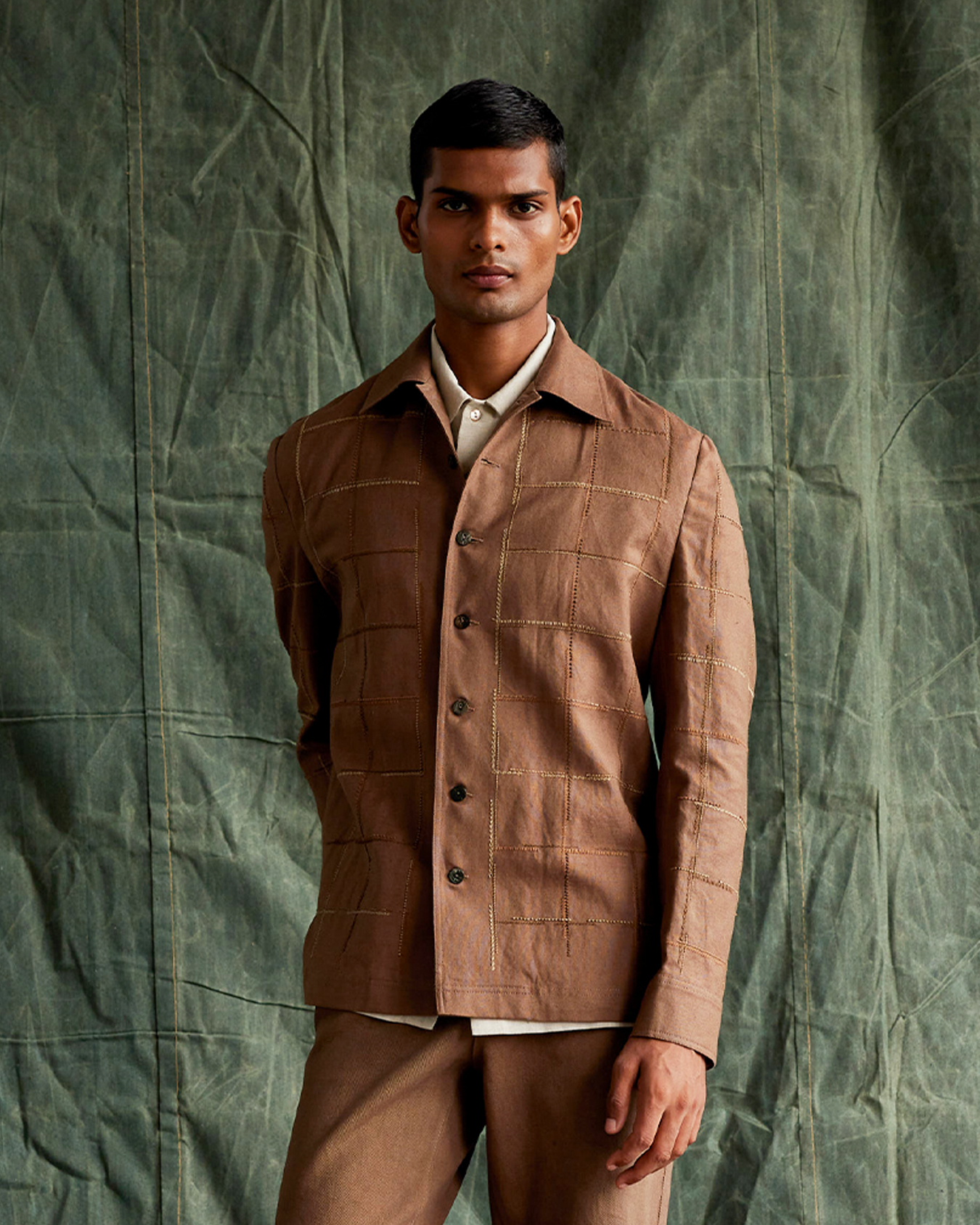 Embroidered Checks Workwear Jacket, a product by Country Made