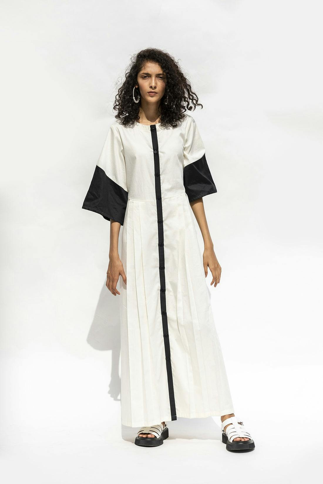 Thumbnail preview #0 for Panelled Cotton Dress with Pleats