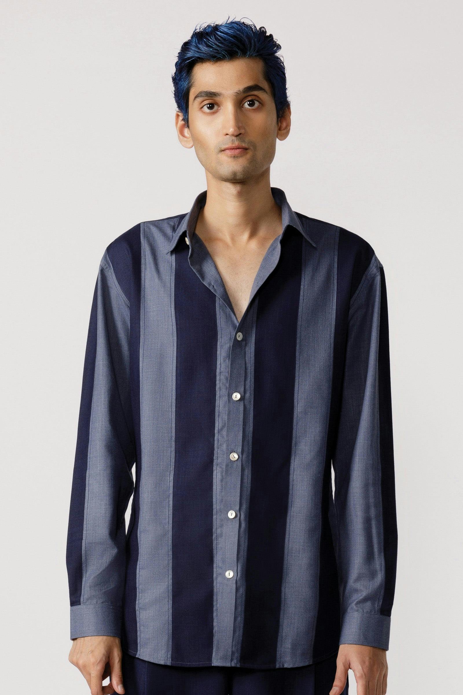 Linear cut and sew striped shirt, a product by Line Outline