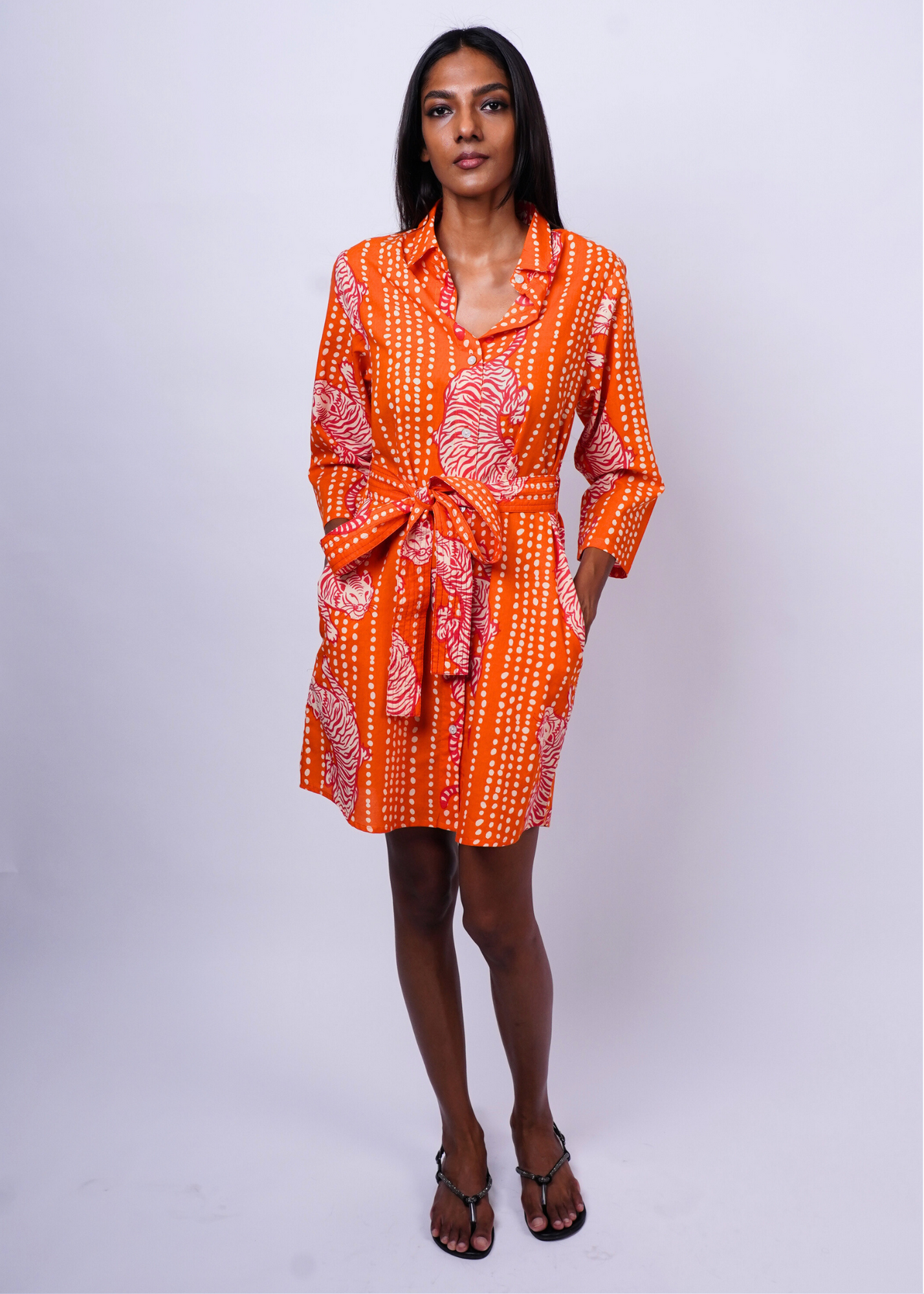 Short Shirt Dress - Coral Tiger, a product by Azurina