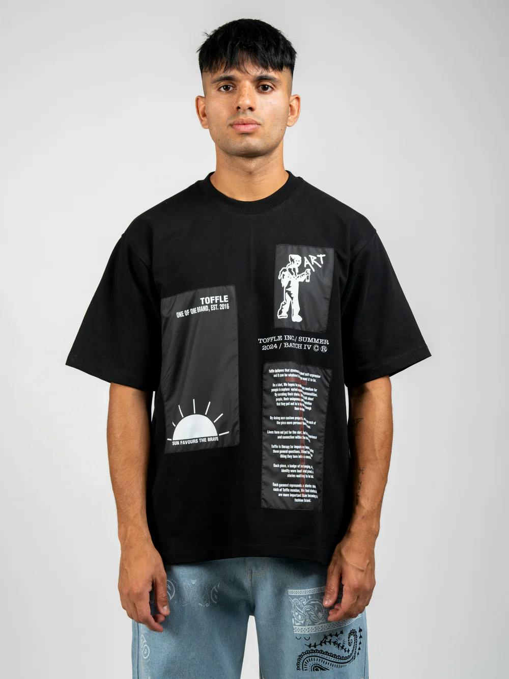 Black on Black Patchwork T-shirt, a product by TOFFLE