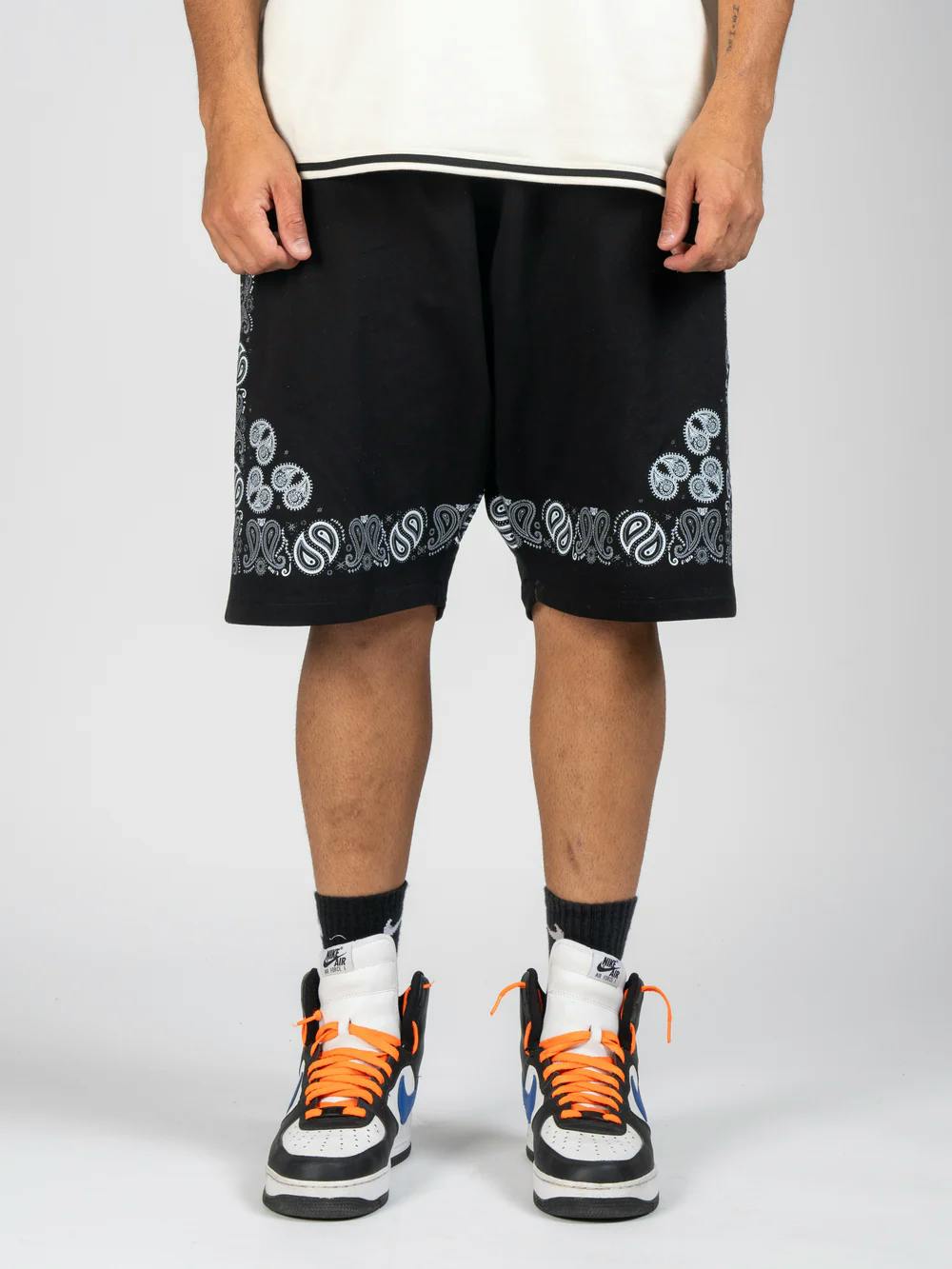 Black Paisley Outline Shorts, a product by TOFFLE