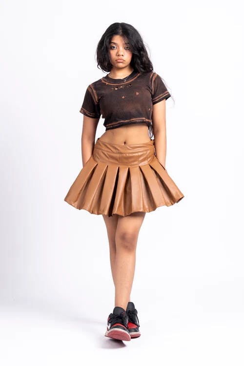 Brown Leather Skirt, a product by TOFFLE
