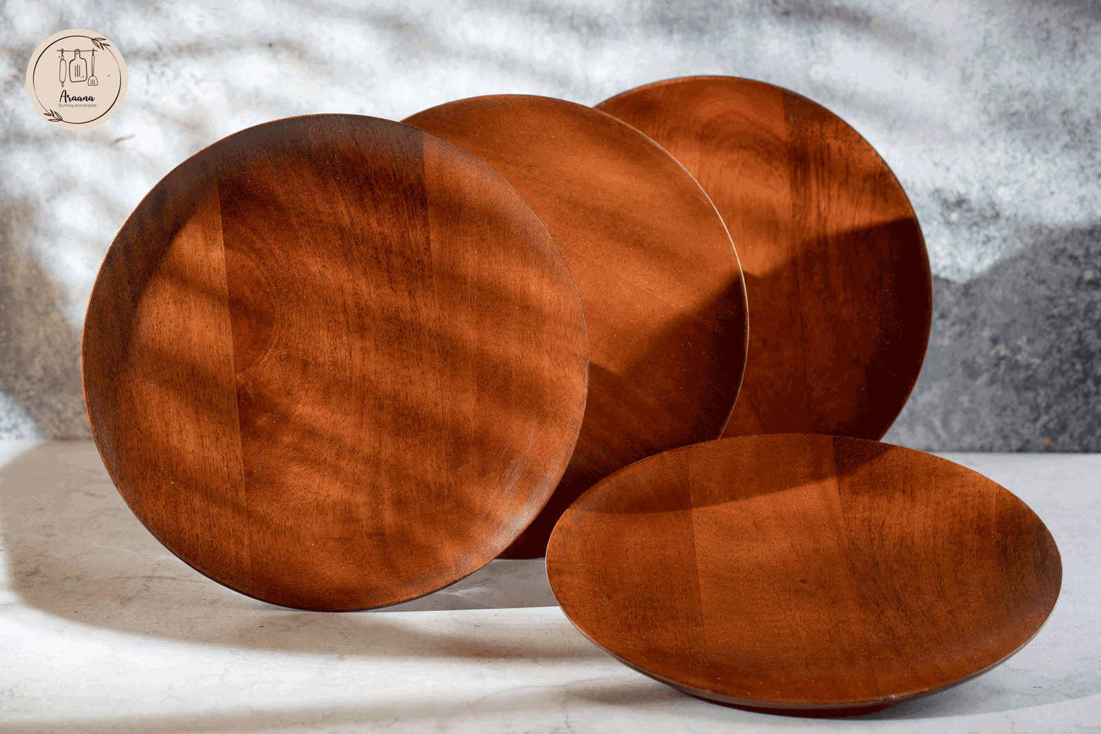 Chakr - Set of 4 wooden plates, a product by Araana Homes