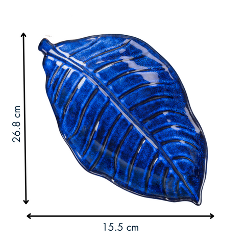 Thumbnail preview #1 for Blue Color Leaf-Shaped Platter