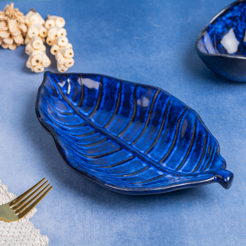 Thumbnail preview #4 for Blue Color Leaf-Shaped Platter