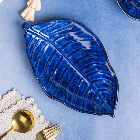 Thumbnail preview #5 for Blue Color Leaf-Shaped Platter