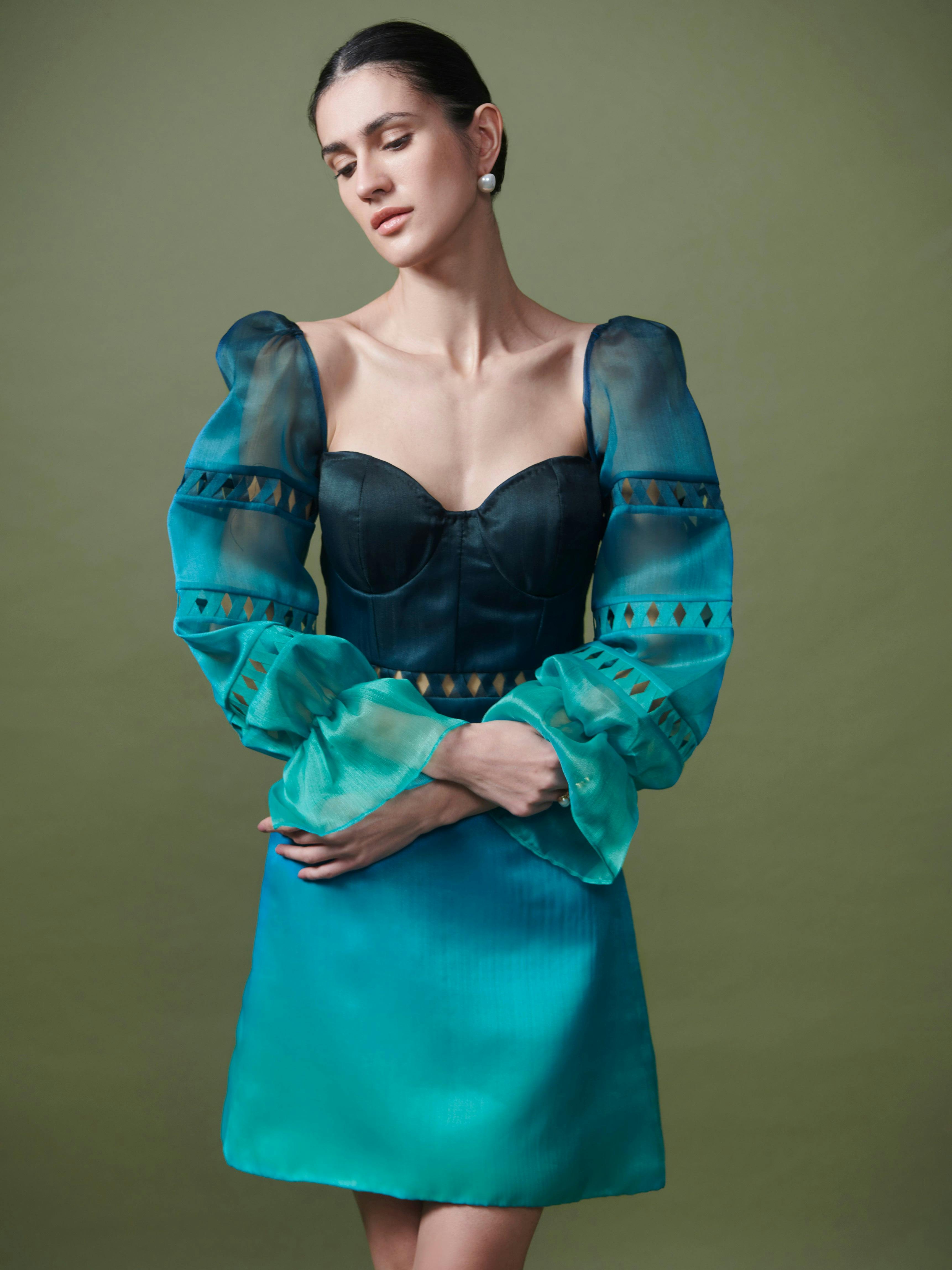 Dress with exaggerated sleeves, a product by Shriya Khanna