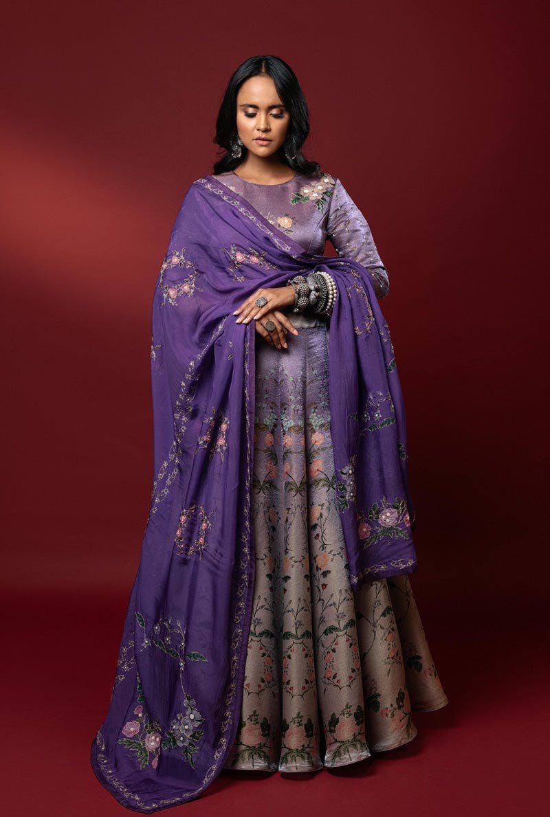 Thumbnail preview #1 for Aaftab Lavender Lehenga