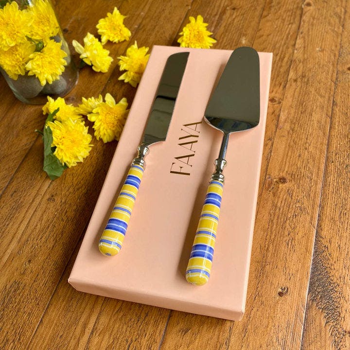 Thumbnail preview #2 for Cake Server & Knife Duo - Japanese Stripes