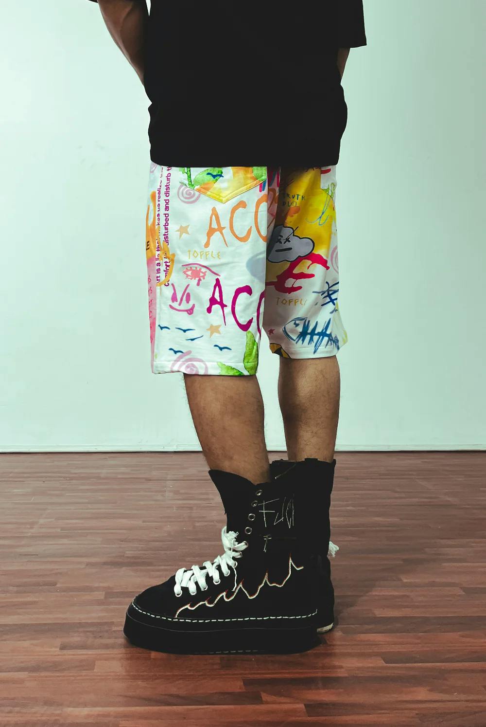 Thumbnail preview #3 for Graffiti White Shorts