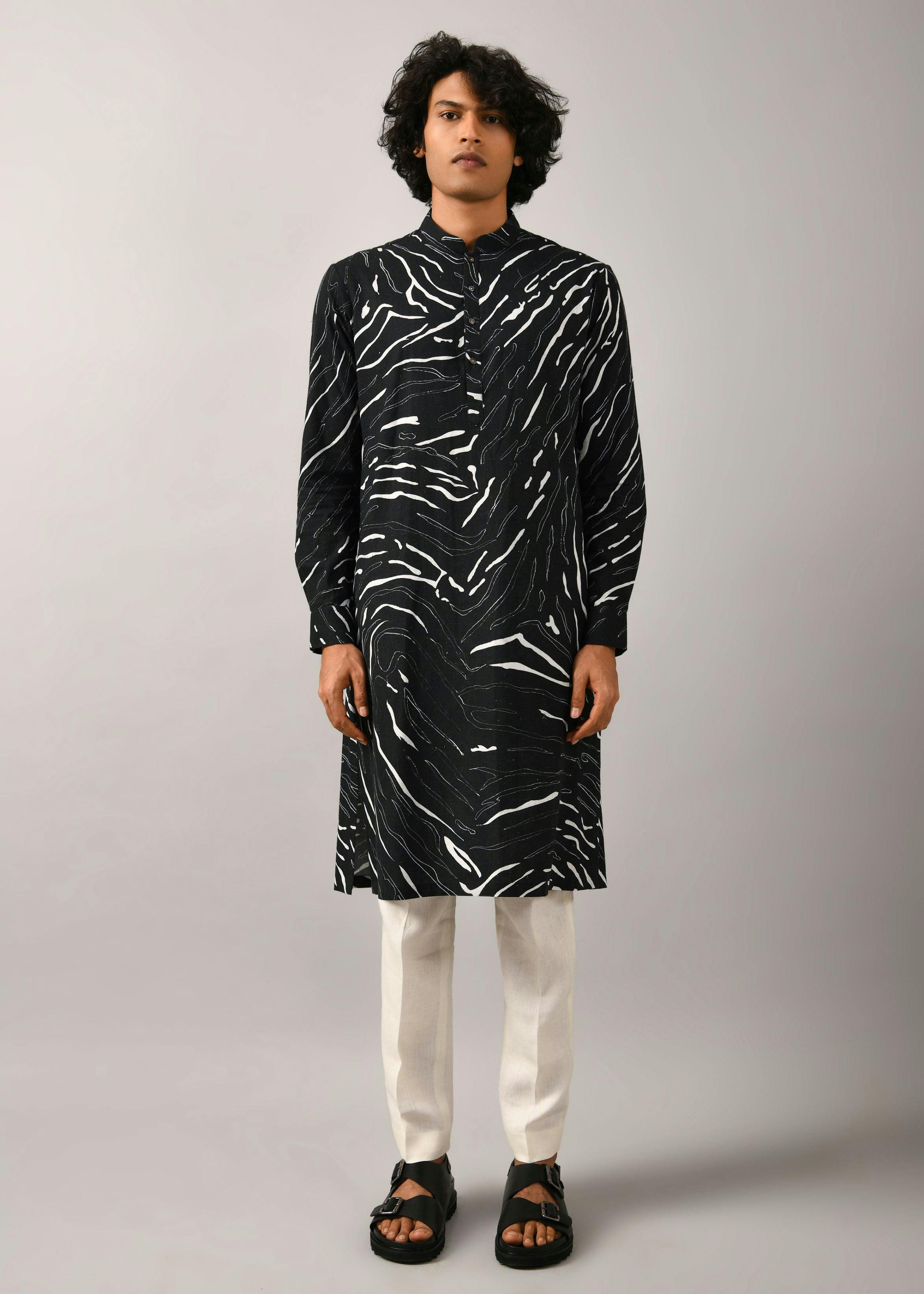 Thumbnail preview #4 for Black Terrain Maize Kurta