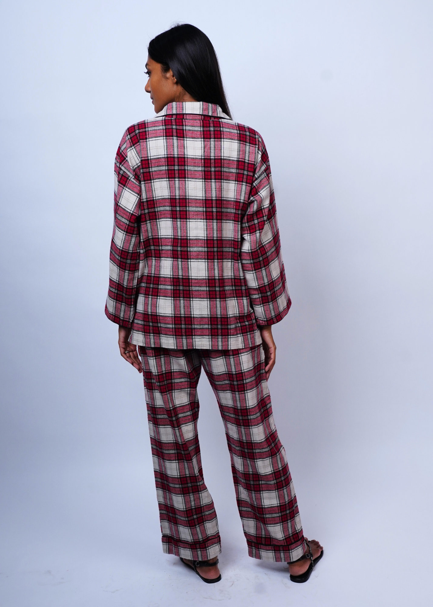 Thumbnail preview #1 for Sharan Boxy PJ 2pc Set - Warm Red Flannel