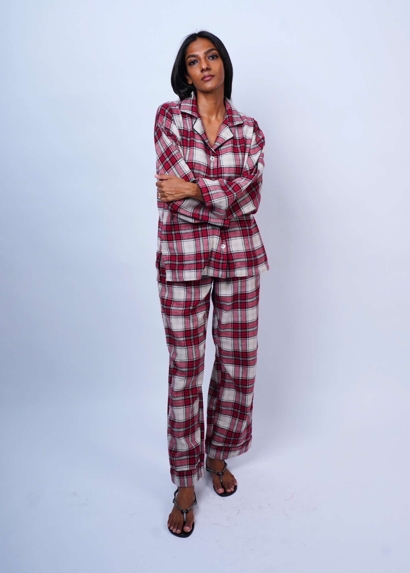 Thumbnail preview #5 for Sharan Boxy PJ 2pc Set - Warm Red Flannel