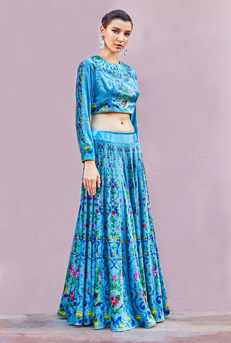 Thumbnail preview #2 for BLUE LEHENGA SET