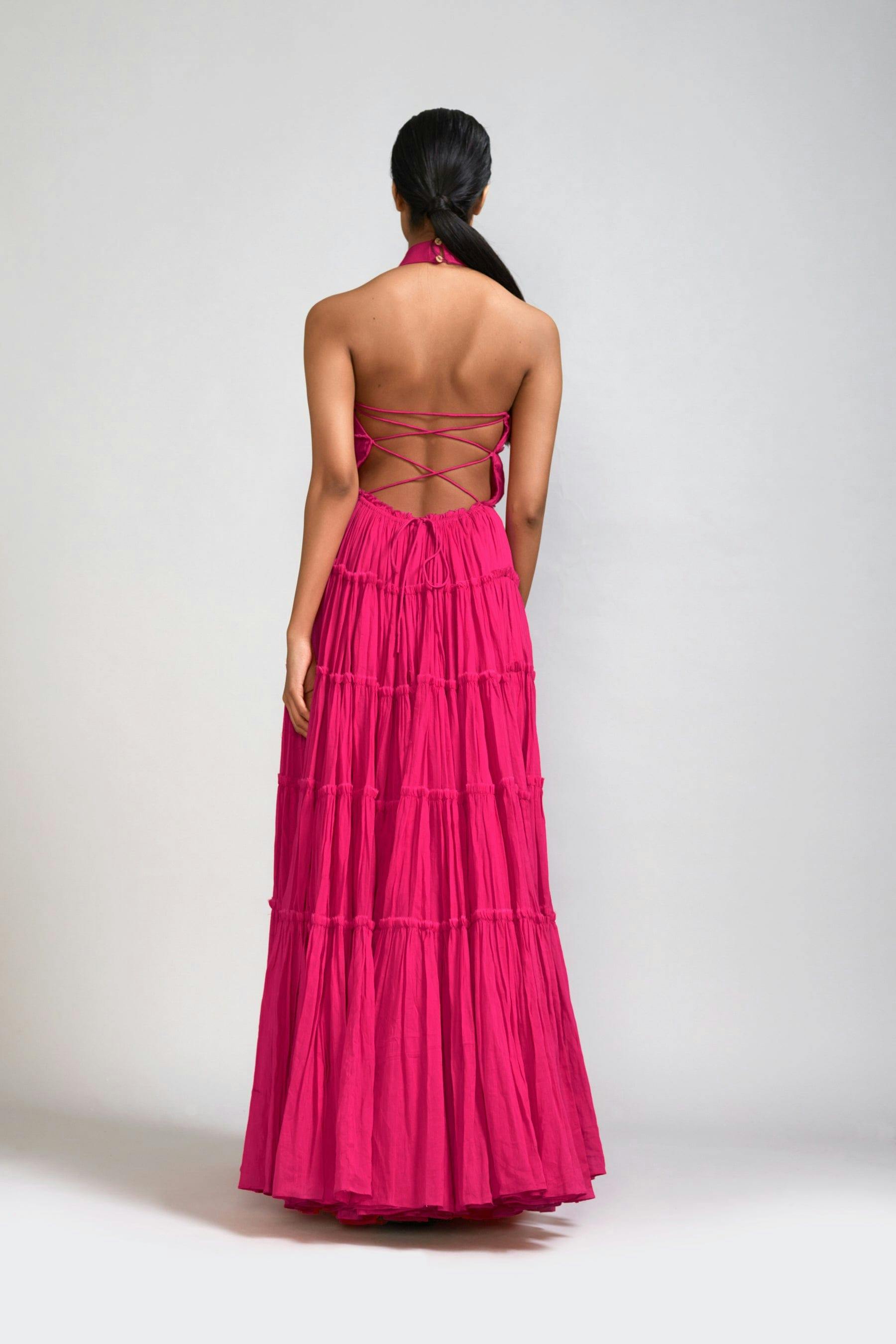 Thumbnail preview #4 for Pink Backless Tiered Gown