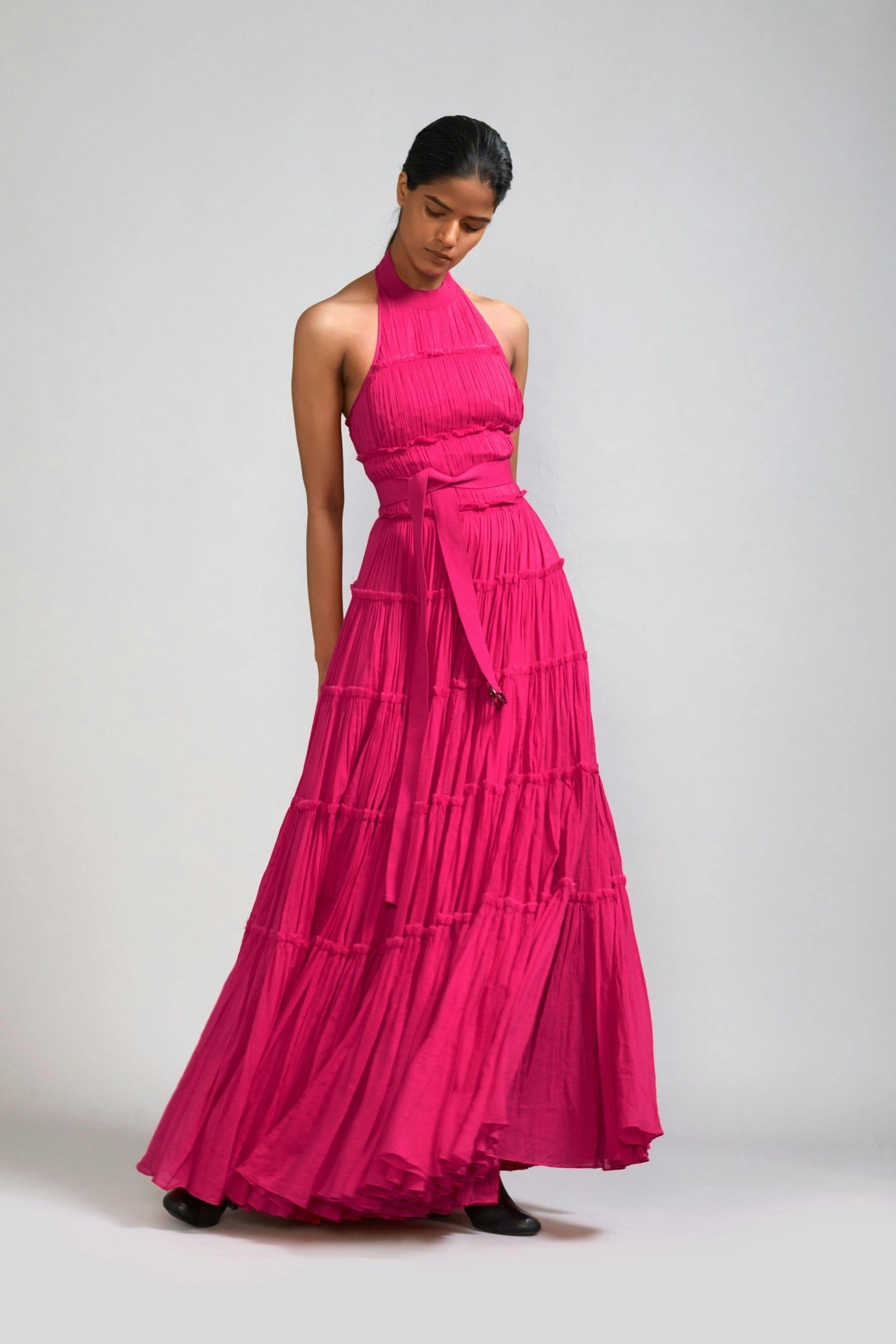 Thumbnail preview #2 for Pink Backless Tiered Gown