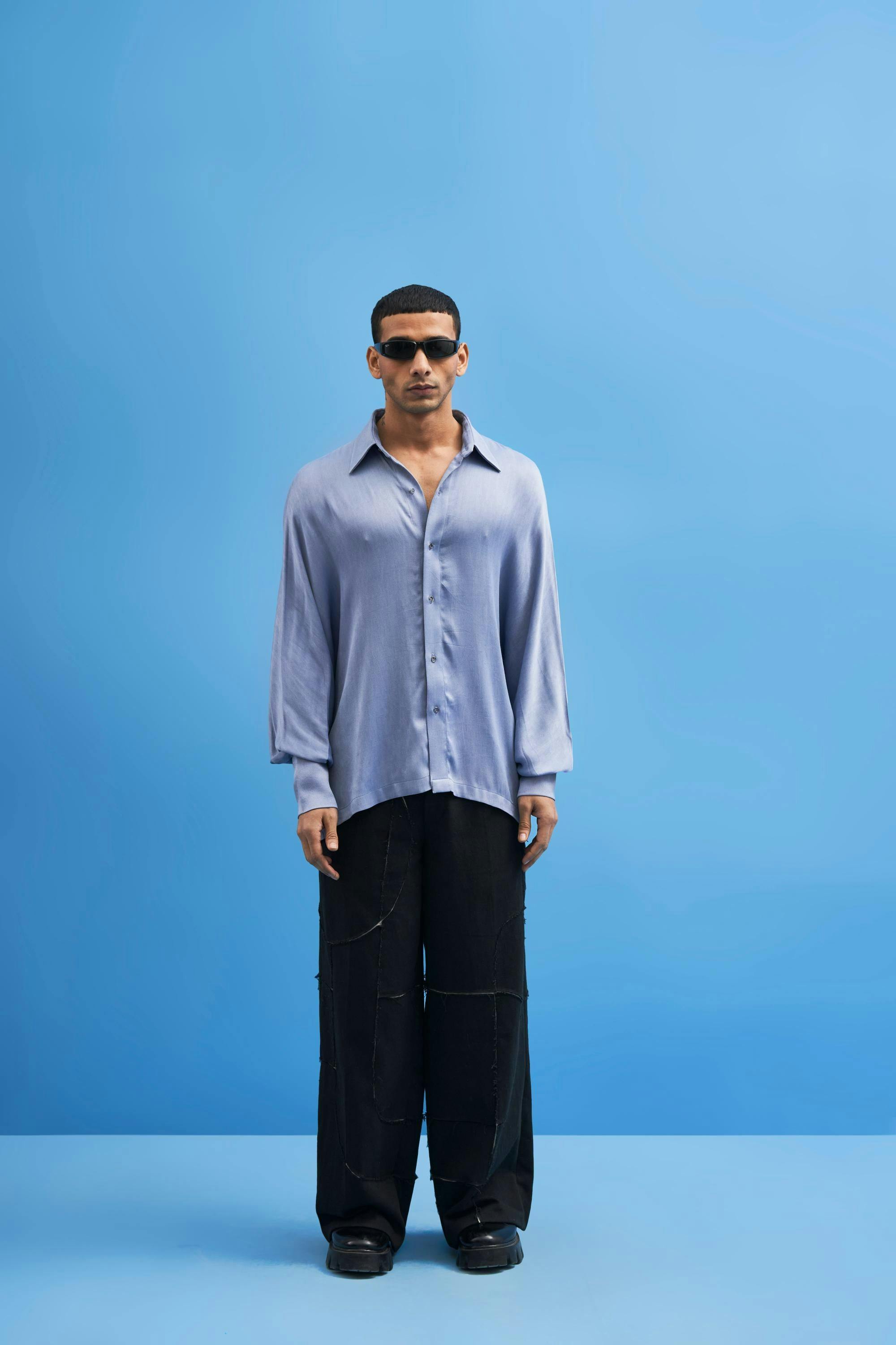 Steel Blue Batwing Shirt, a product by Siddhant Agrawal Label