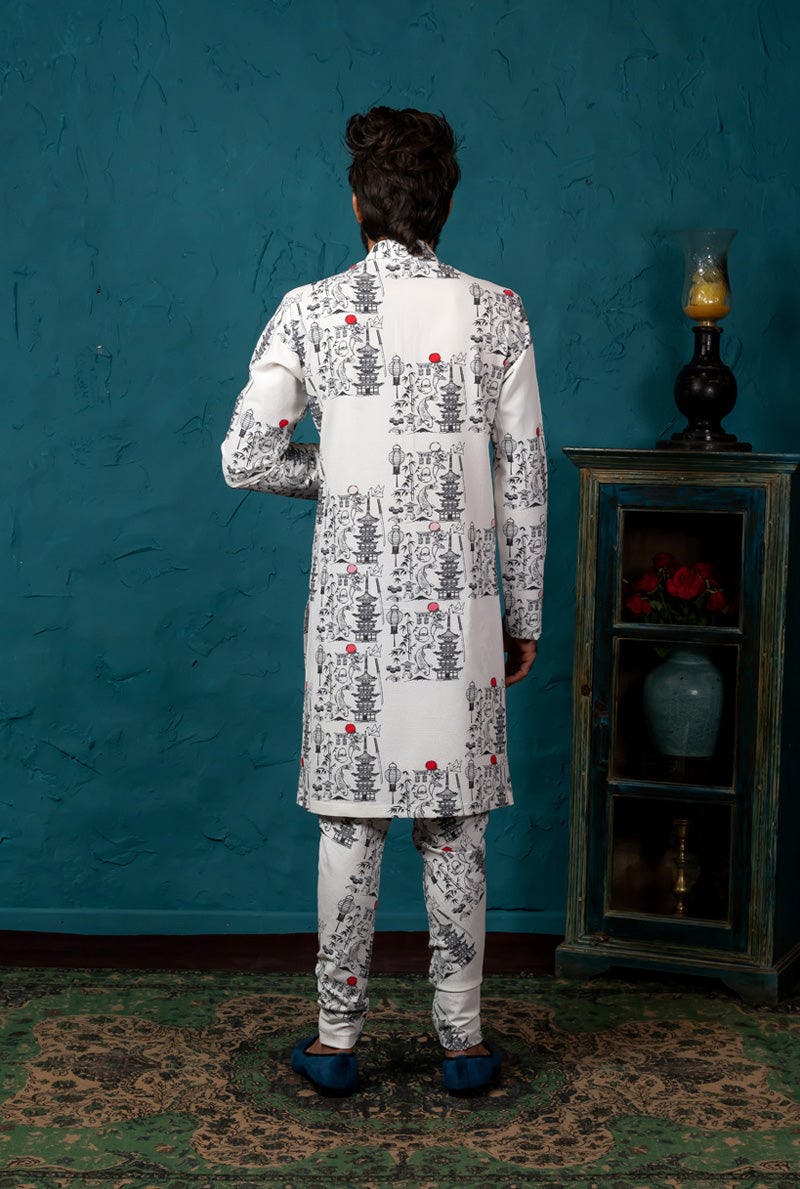 Thumbnail preview #2 for BLACK PRINTED KURTA SET