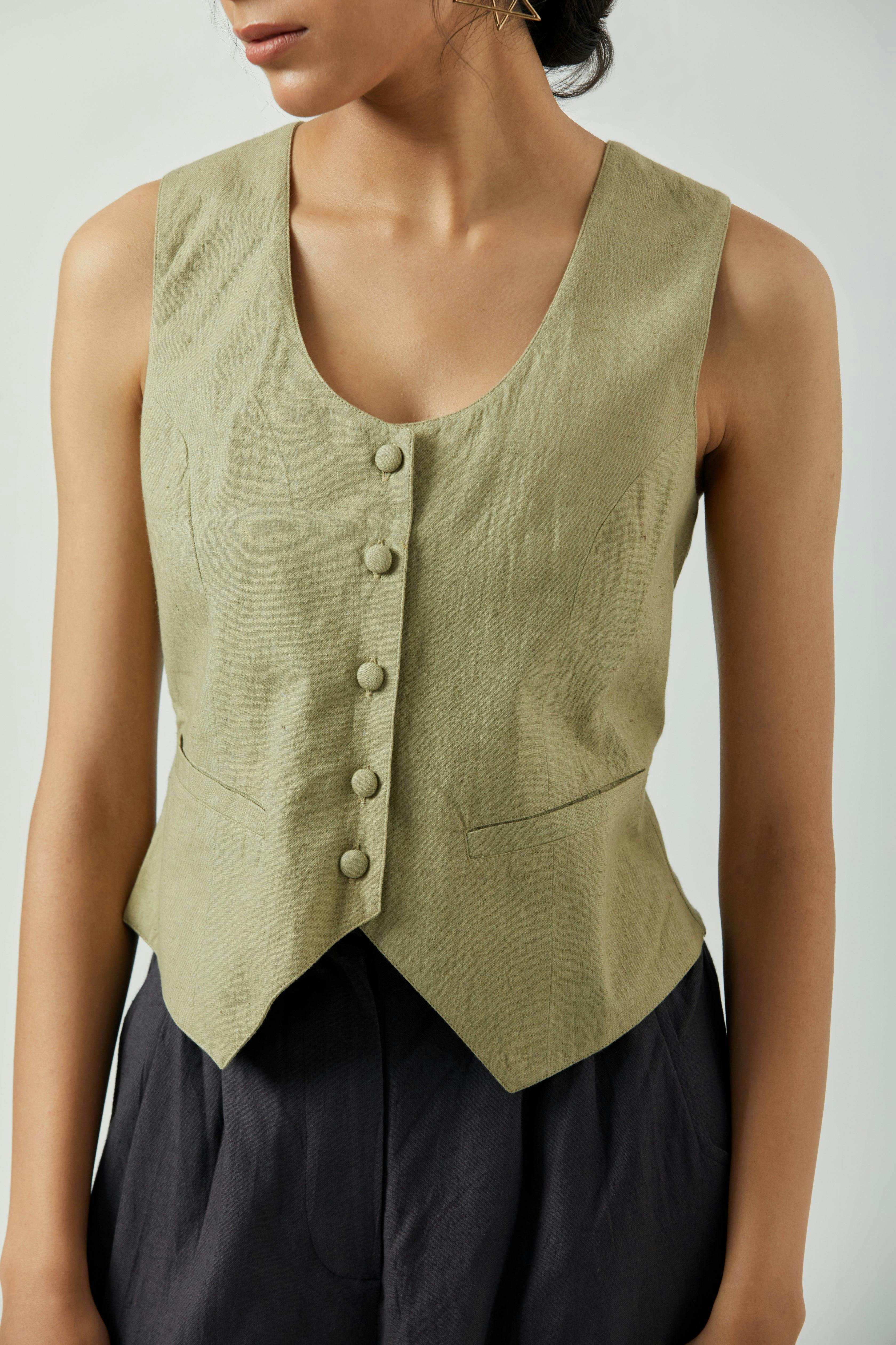 ECRU WAIST COAT, a product by MARKKAH STUDIO