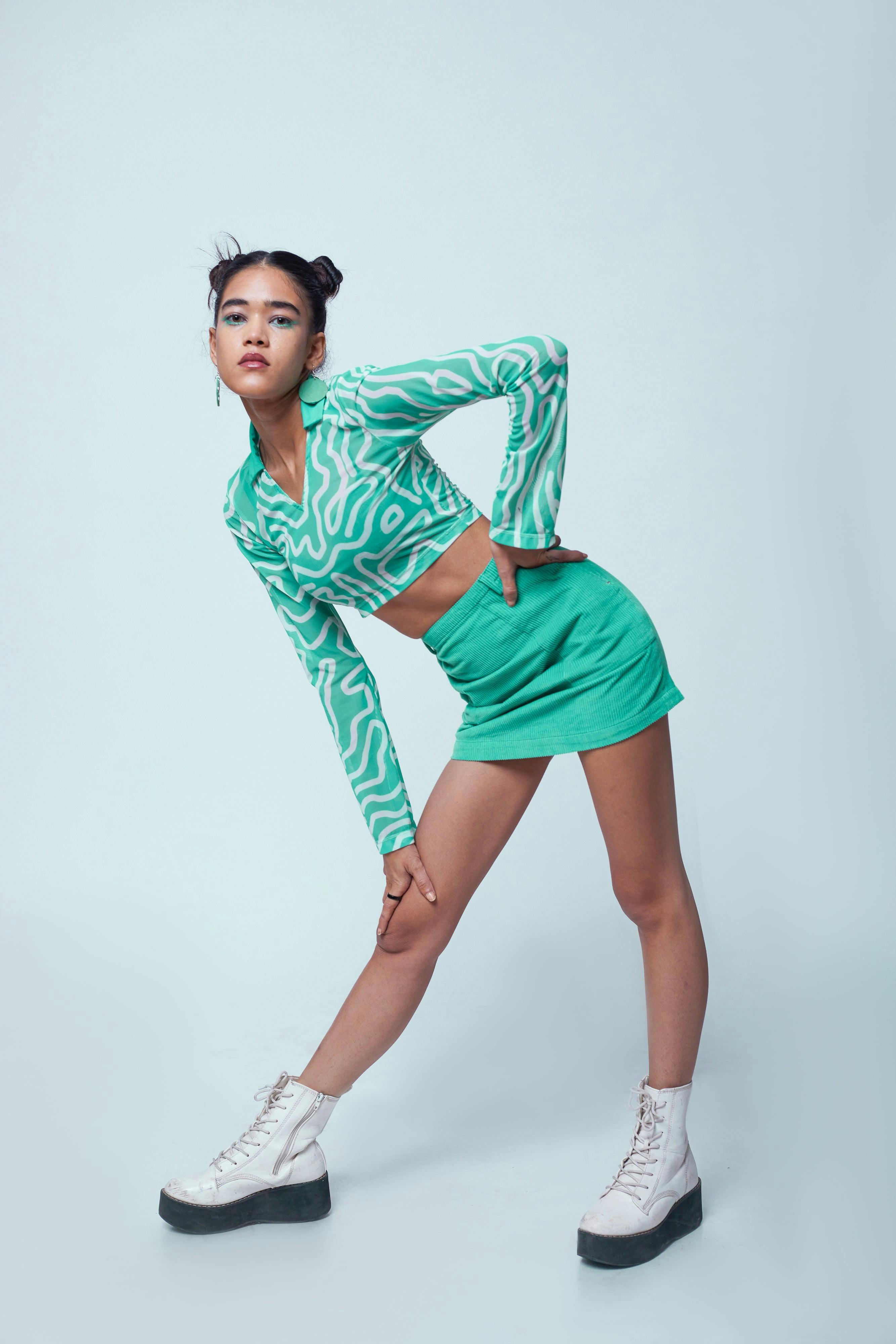 TOOTHPASTE TOP AND PEPPERMINT SKIRT CO-ORD SET, a product by Sazo