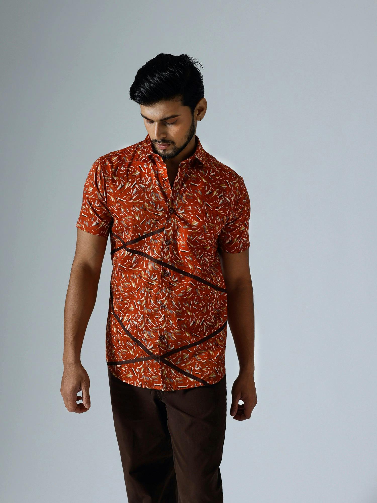 Waves Red Half sleeves Shirt, a product by KLAD