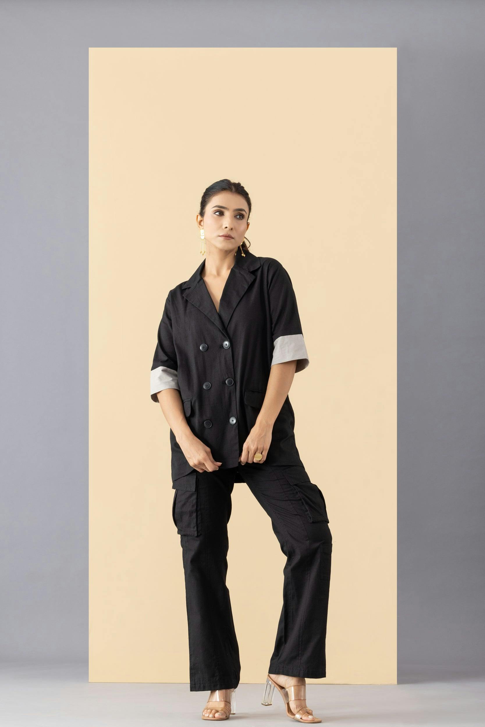 BLACK CARGO PANTS, a product by MARKKAH STUDIO