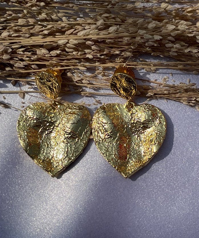 Thumbnail preview #2 for Mini Crushed Heart Earrings