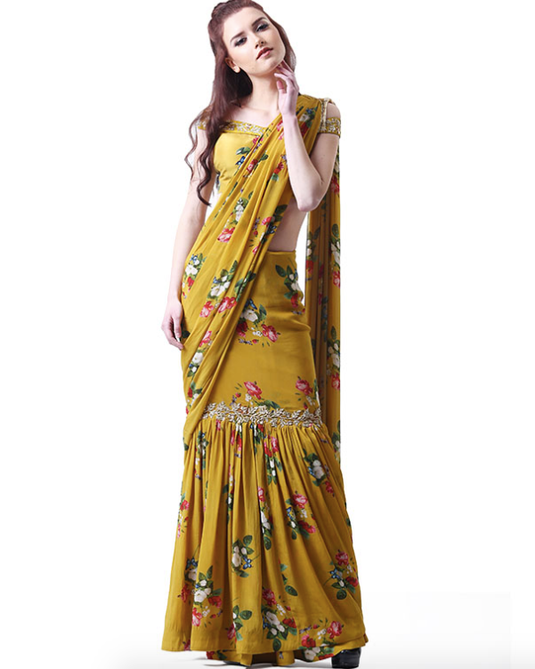 Thumbnail preview #0 for Gathered Saree And Blouse Set