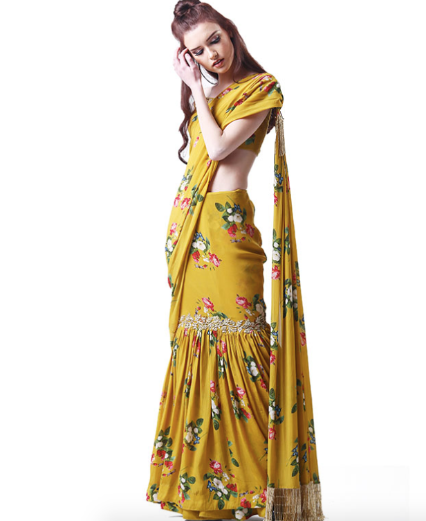 Thumbnail preview #1 for Gathered Saree And Blouse Set