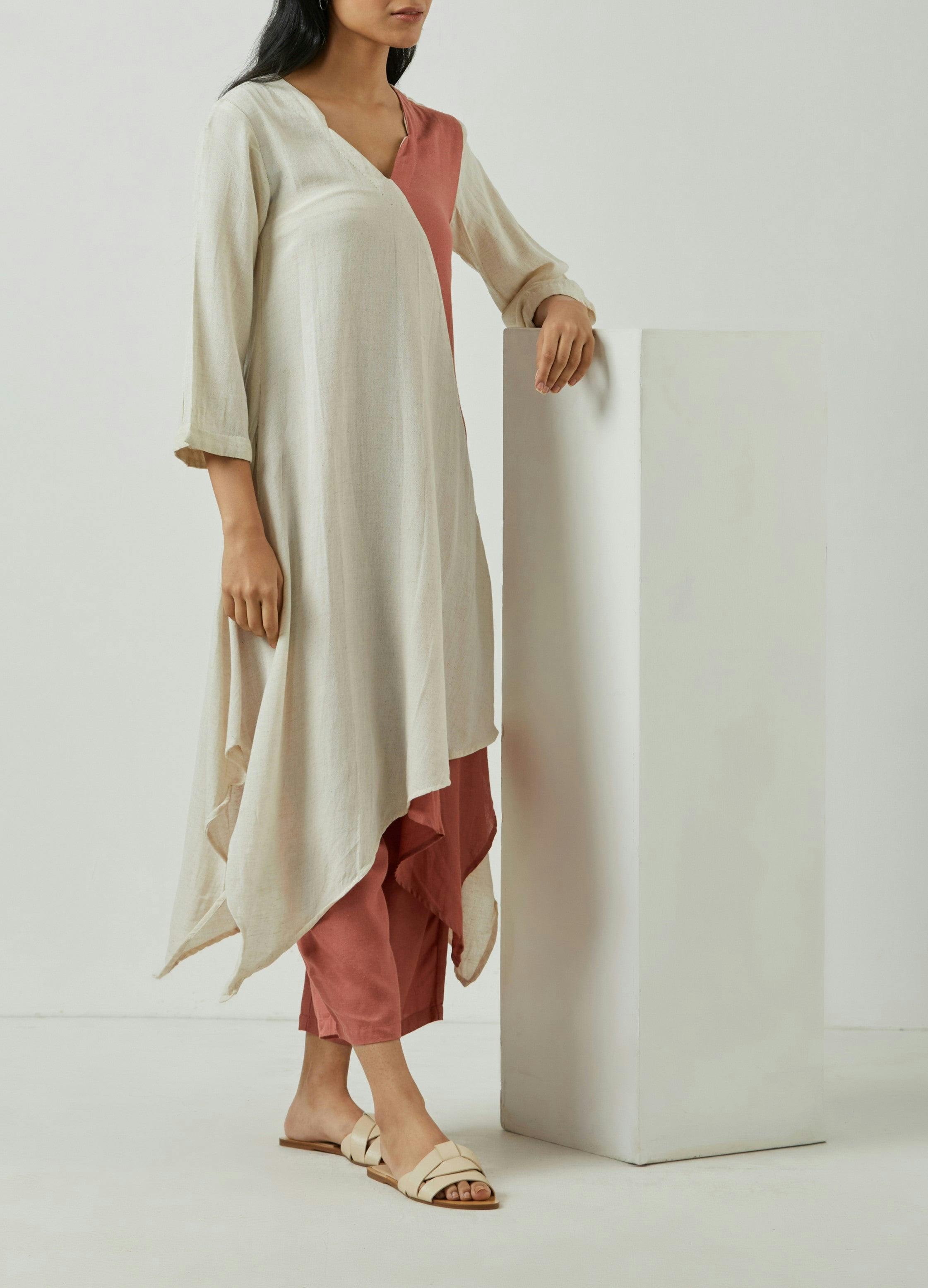 PEACH OVERLAP TUNIC-DRESS, a product by MARKKAH STUDIO