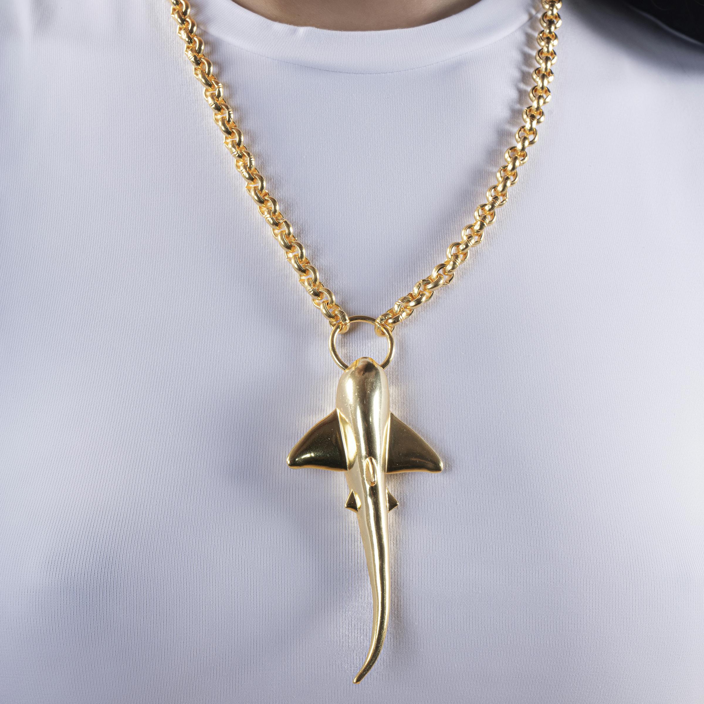 Thumbnail preview #4 for SHARK NECKLACE GOLD TONE 