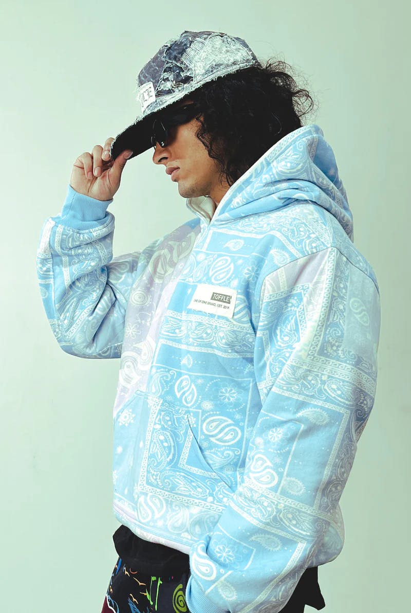 Thumbnail preview #3 for Paisley Blue Hoodie