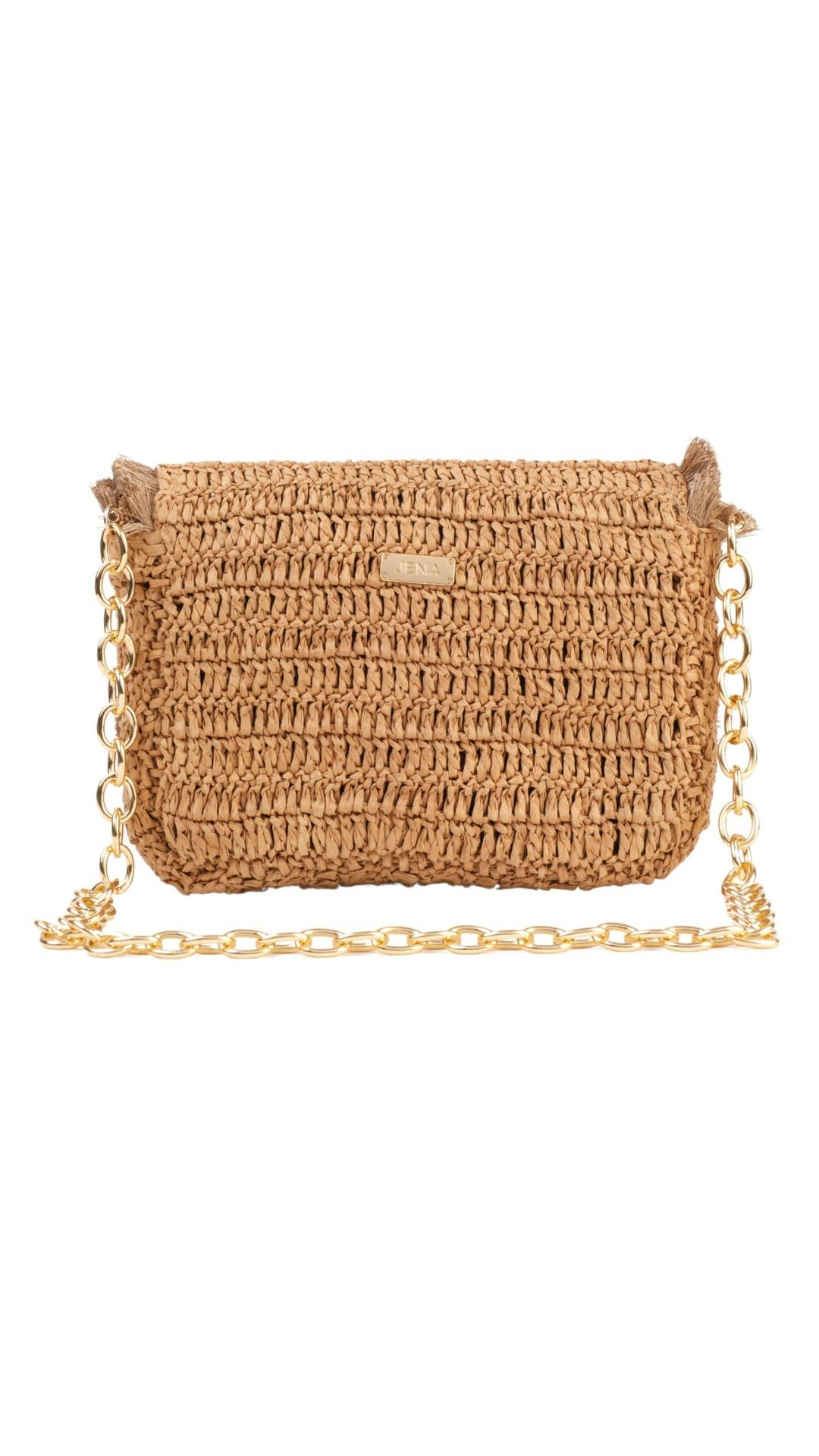 Thumbnail preview #4 for Raffia Crossbody with gold emblem