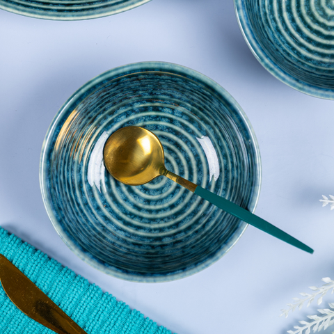Blue Color Small Bowl with Spiral Design, a product by The Golden Theory