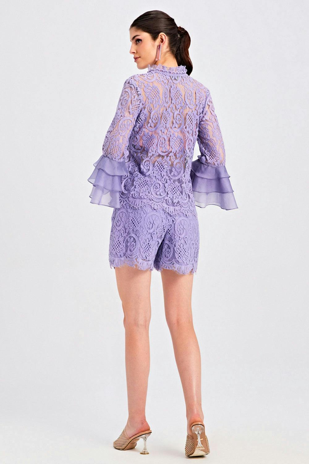 Thumbnail preview #2 for Lilac Ruffled Lace Co-ord Set