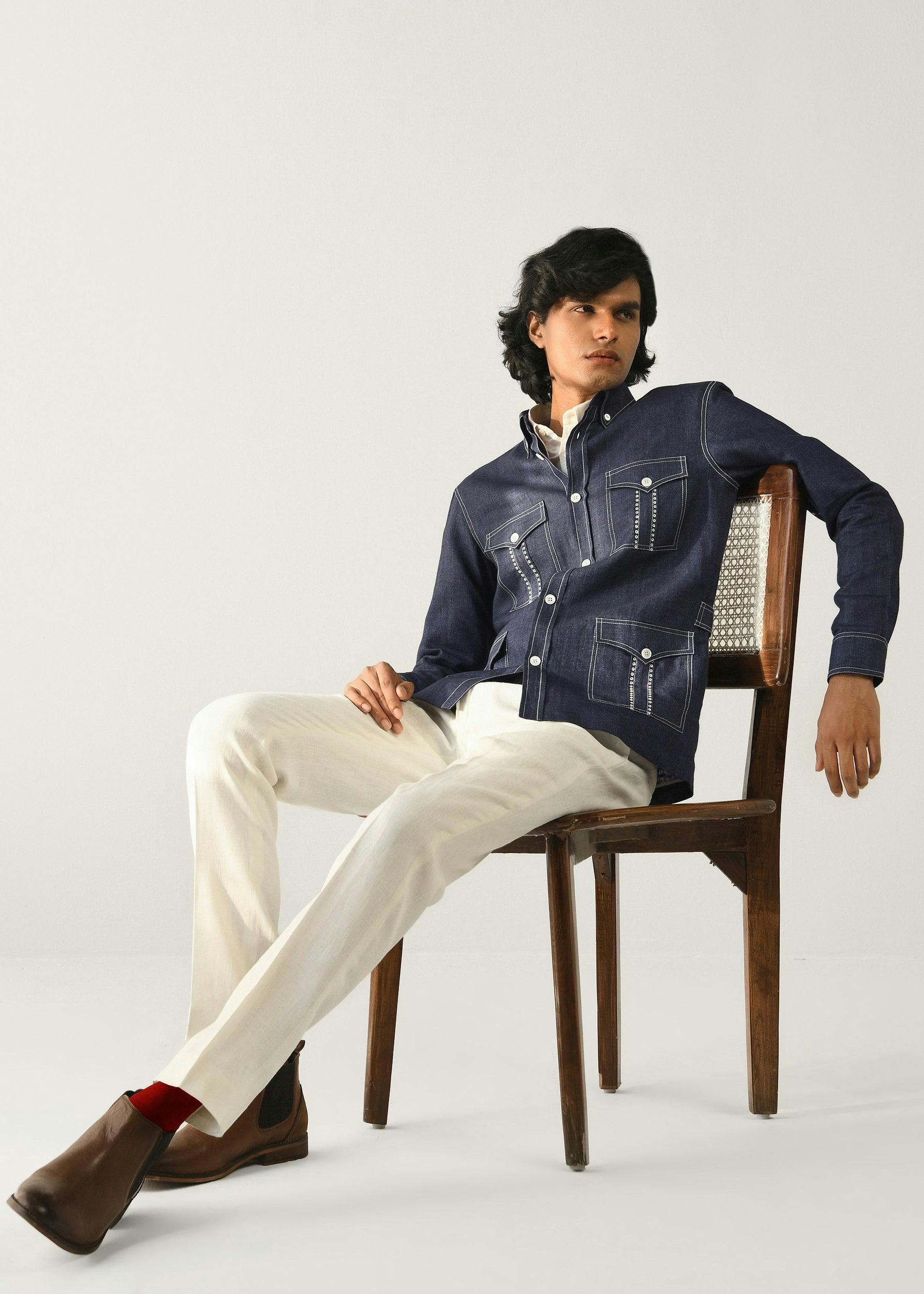 Linen denim Overshirt, a product by Country Made