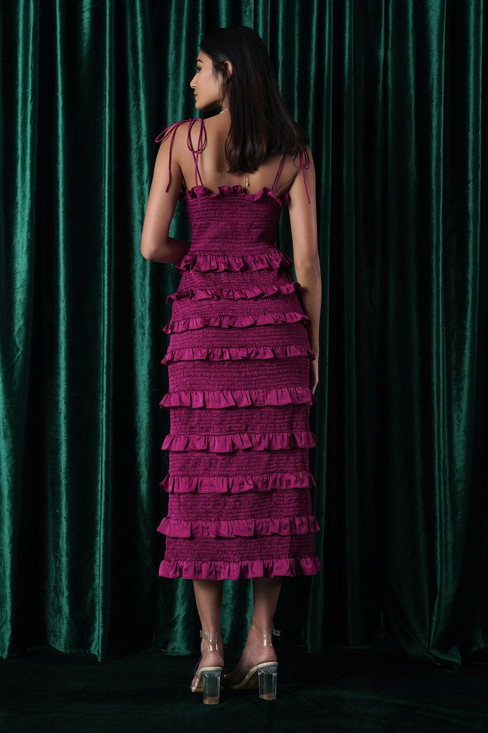Thumbnail preview #3 for Jessica Smocked Midi Dress-Magenta