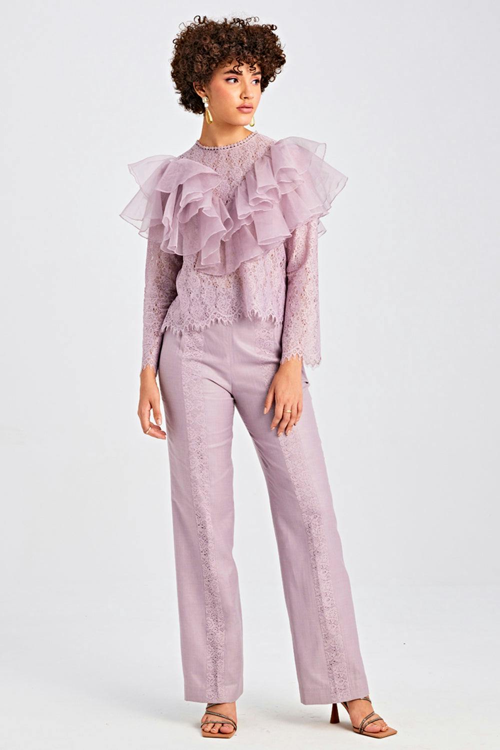 Lilac Chantilly Top And Pant Set, a product by Saltz n sand 