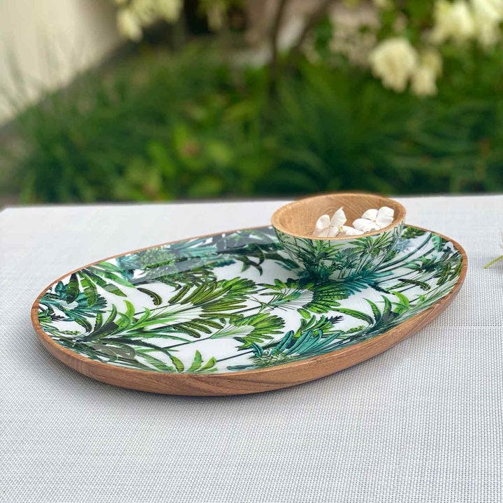 Thumbnail preview #2 for Large Oval Platter With Dip Bowl - Amazonia Day