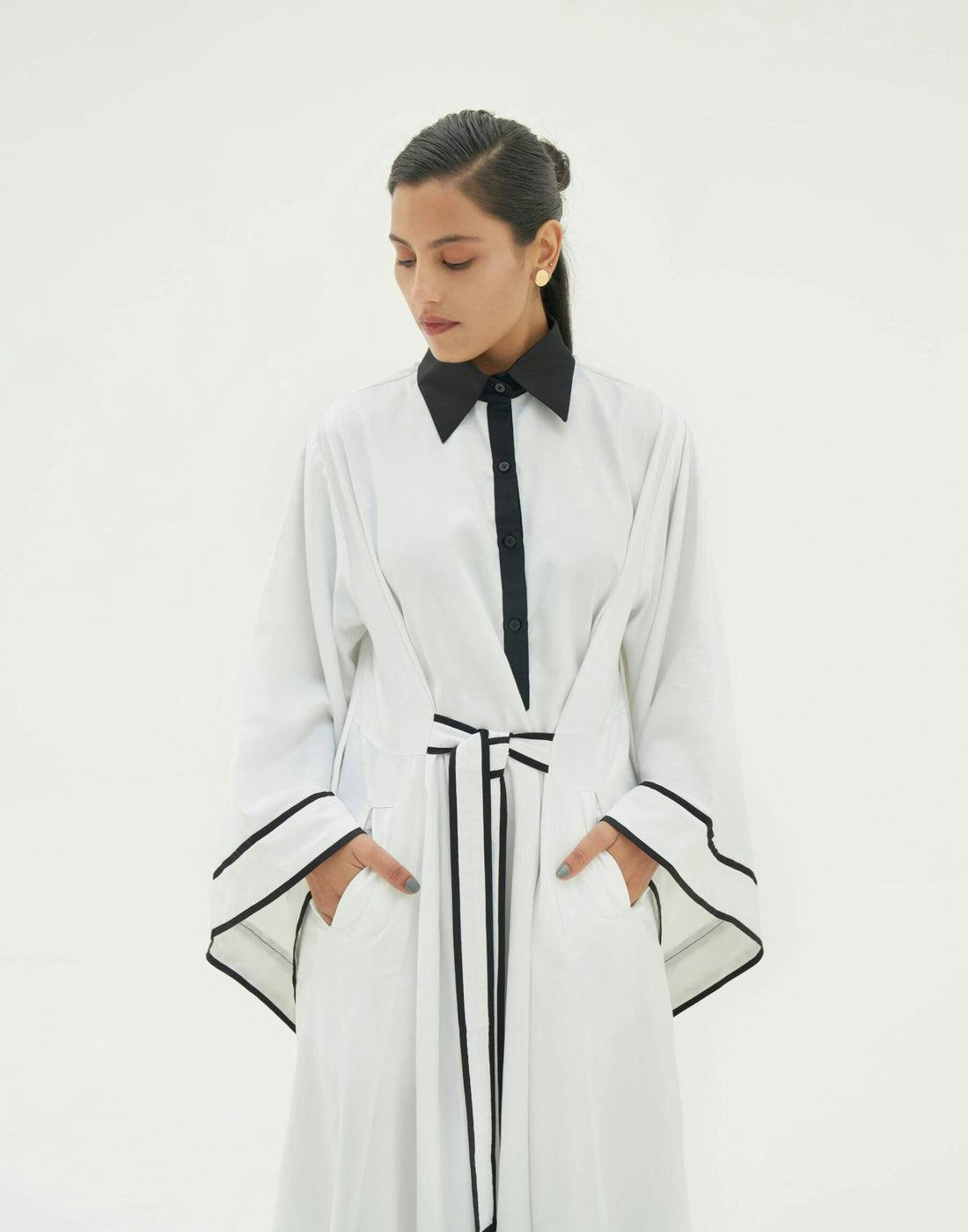 Rectangular sleeve white dress, a product by Corpora Studio