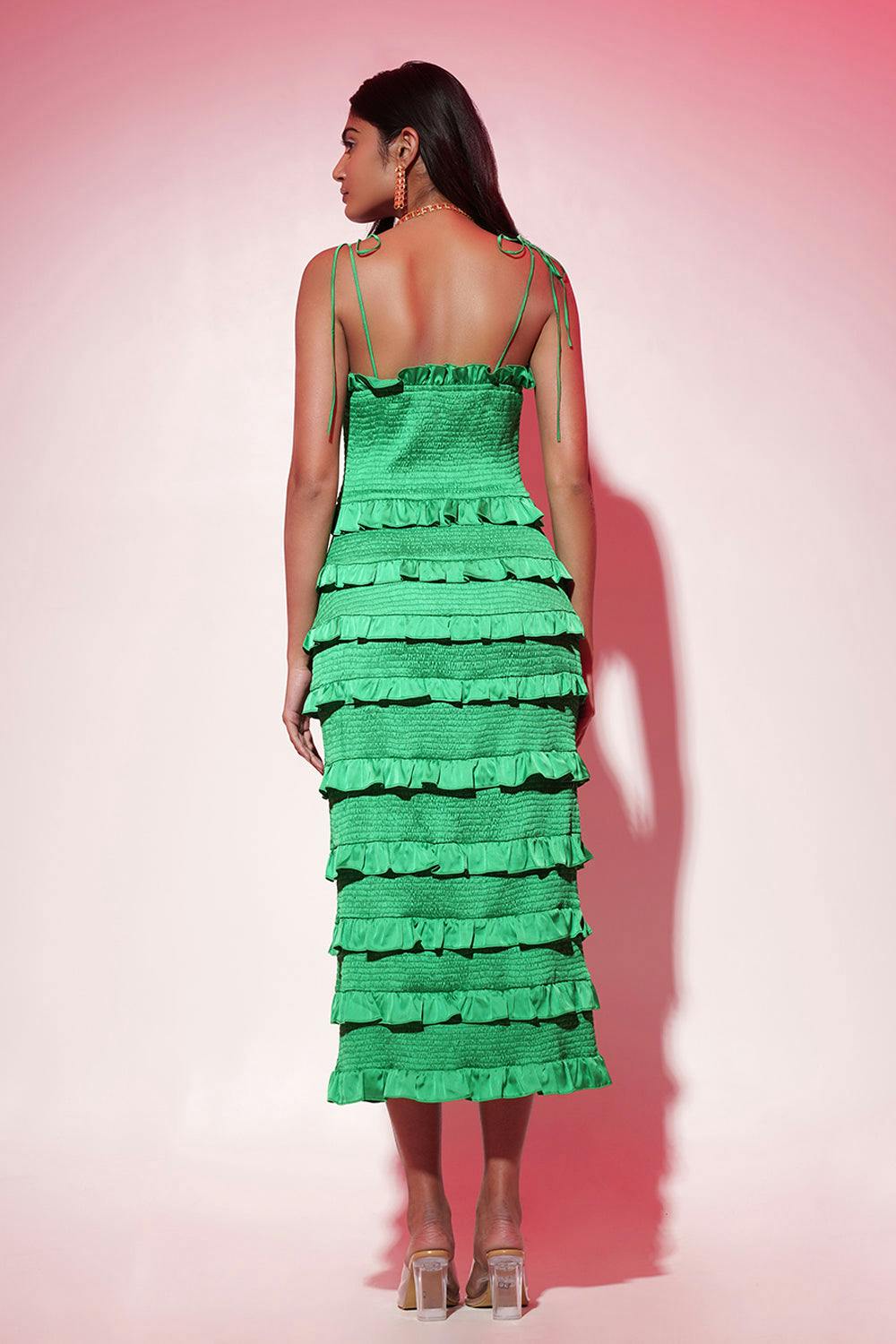 Thumbnail preview #3 for Jessica Smocked Midi Dress-Green