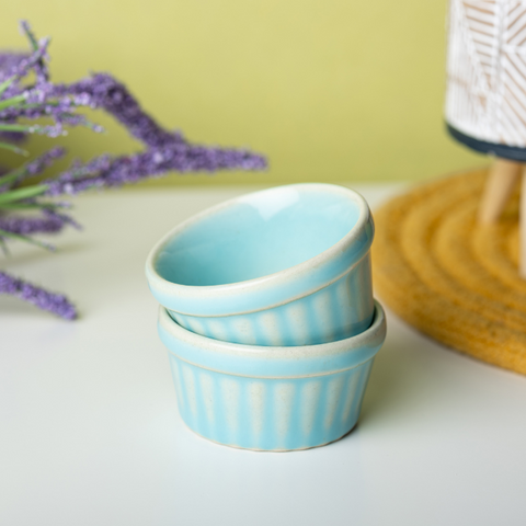 Thumbnail preview #4 for Solid Light Blue Colors Dip Bowls with Design