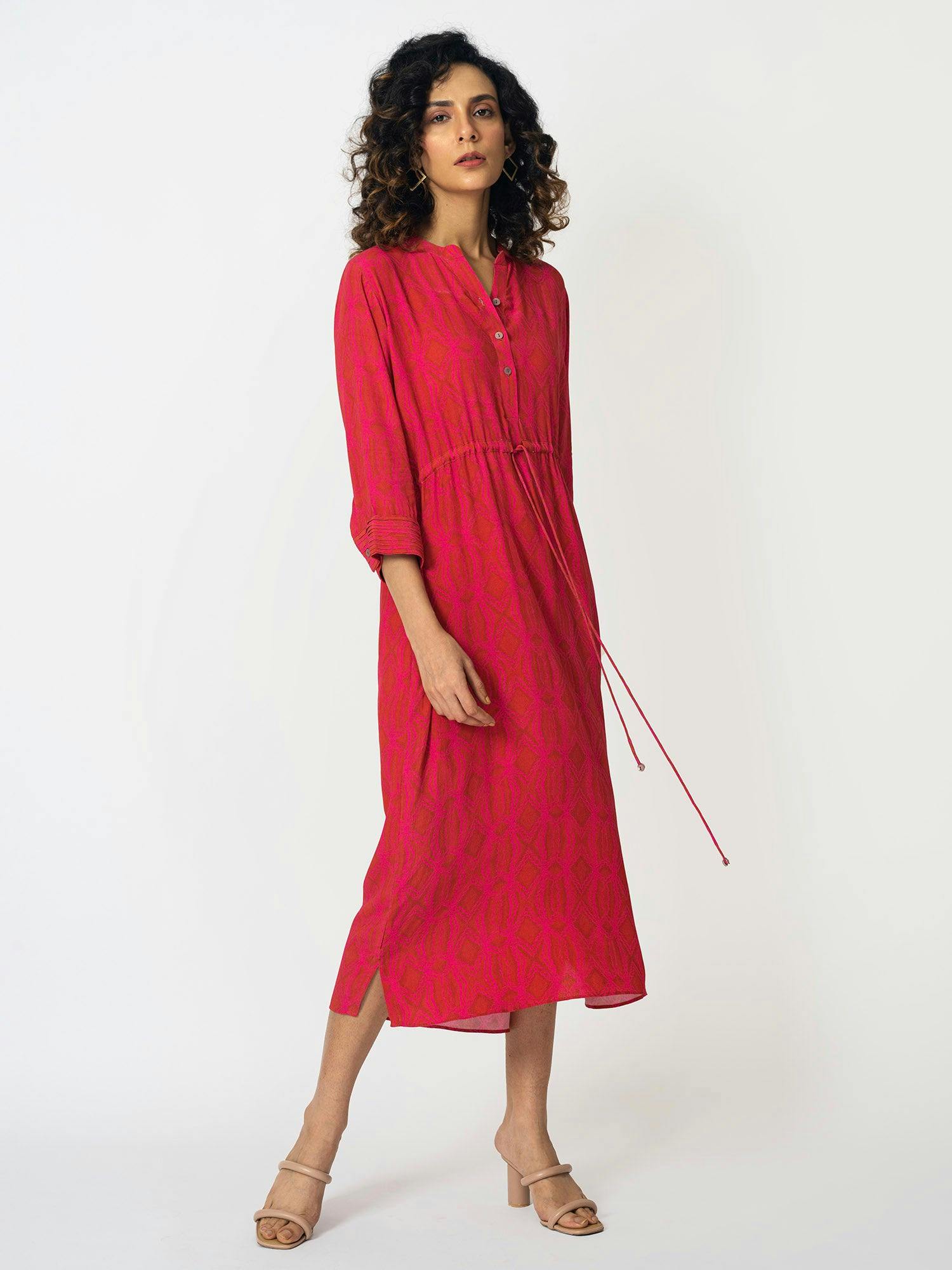 Rhombus Red Drawstring Dress, a product by KLAD