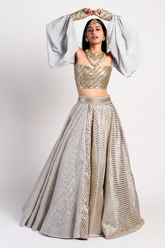 Thumbnail preview #1 for Silver Drop Lehenga