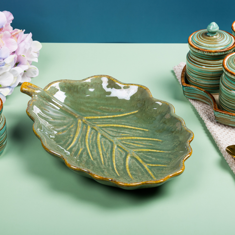 Grey Color Leaf Shaped Platter, a product by The Golden Theory