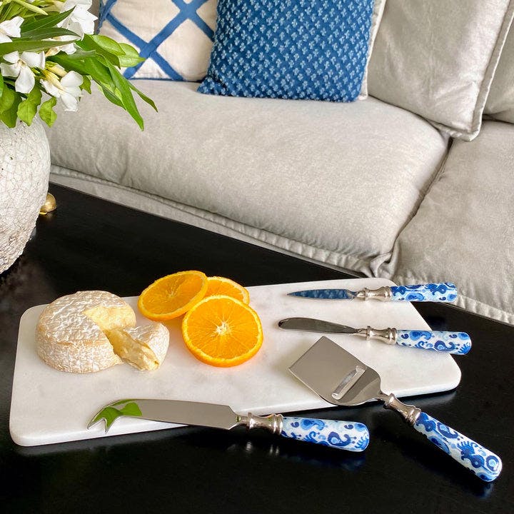 Thumbnail preview #3 for Round Platter With Cheese Knives, Gift Set Of 5 - Bali Island