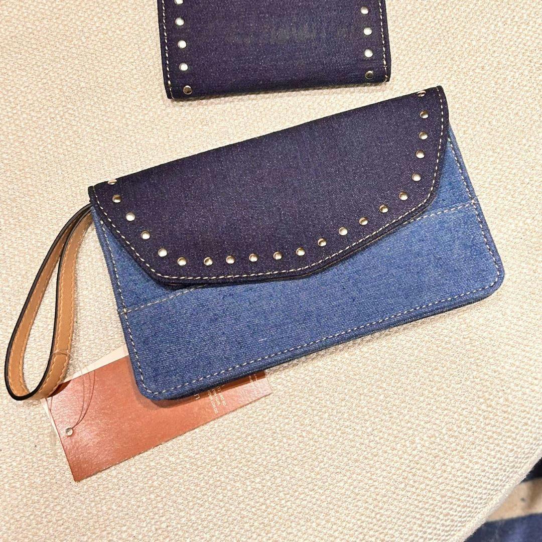 Denim Leather Wallet with Stud Details, a product by Mistry 